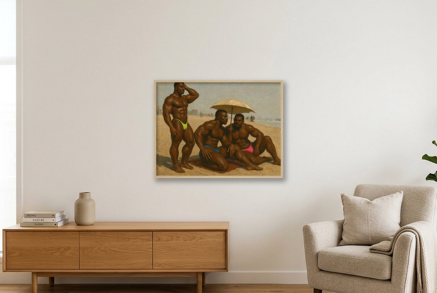 Hollywood Beach — 80×60cm, 31×24" Oak Frame