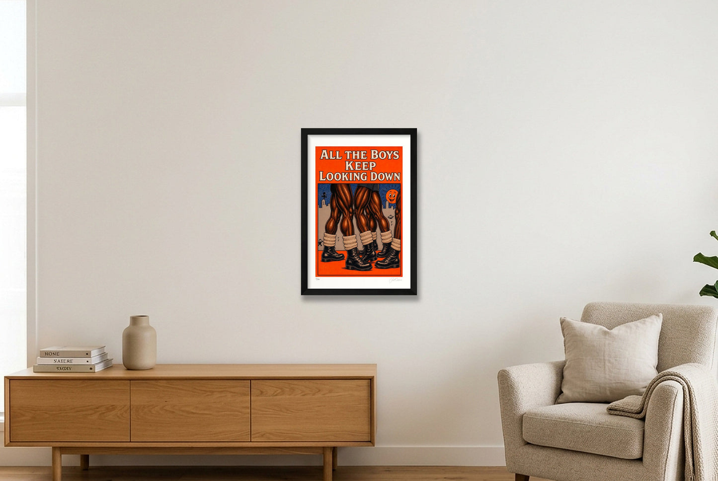 All the Boy Keep Looking Down — 30×45cm, 12×18" Black Frame